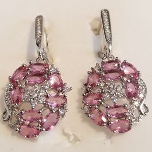 *Vintage Pink Tourmaline & 925 Earrings
